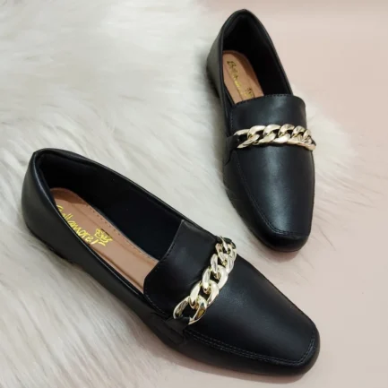 Mocassim Feminino Confort Bico Quadrado Corrente - Image 3