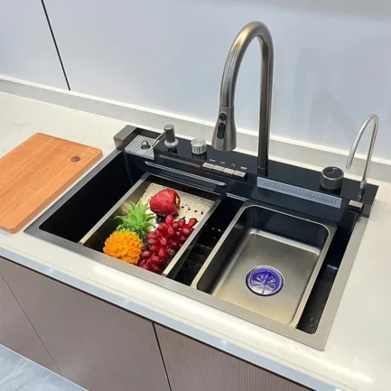 Cuba Cozinha Pia Aço Inox 304 Com Acessórios Cascata Smart Multifuncional