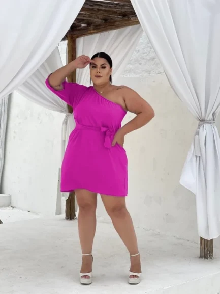 Vestido Feminino Luxo Plus Size Curto Mula Manca Com Faixa Duna Tamanho Grande Festa