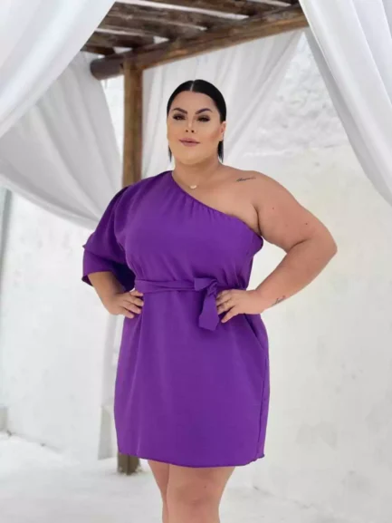 Vestido Feminino Luxo Plus Size Curto Mula Manca Com Faixa Duna Tamanho Grande Festa - Image 2