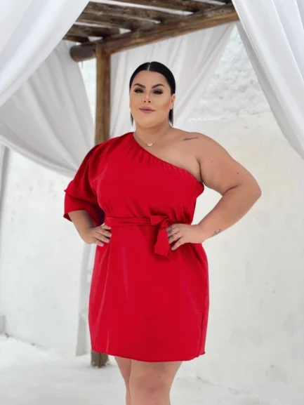 Vestido Feminino Luxo Plus Size Curto Mula Manca Com Faixa Duna Tamanho Grande Festa - Image 3