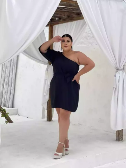 Vestido Feminino Luxo Plus Size Curto Mula Manca Com Faixa Duna Tamanho Grande Festa - Image 4
