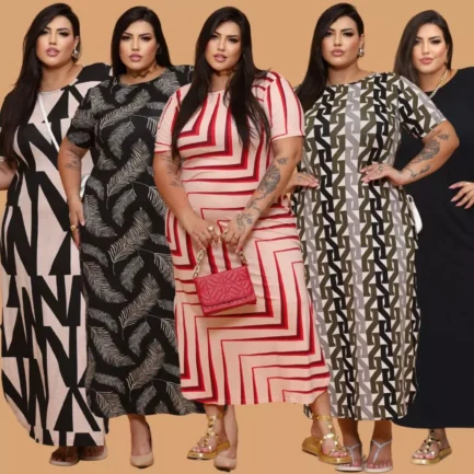 Vestido Longo Curve Curvy Plus size moda evangélica com fenda