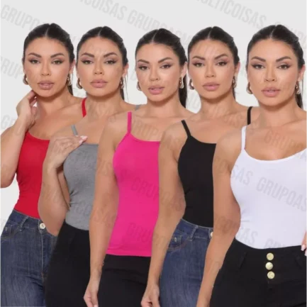 KIT DE REGATA FEMININA COM 5 BLUSINHA DE ALCINHA