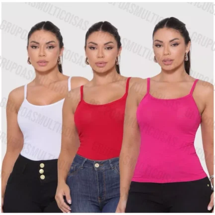 KIT DE REGATA FEMININA COM 5 BLUSINHA DE ALCINHA - Image 3
