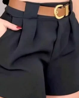 SHORT ALFAIATARIA FEMININO CINTURA ALTA COM BOLSO SOCIAL