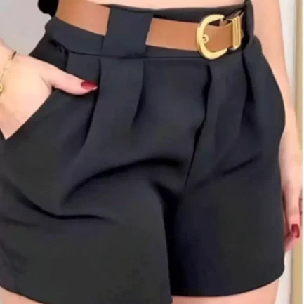 SHORT ALFAIATARIA FEMININO CINTURA ALTA COM BOLSO SOCIAL