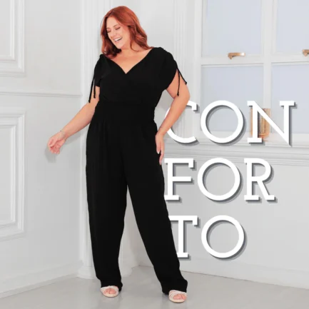 Macacão Longo Plus Size Transpassado Elastex Tamanho Grande - Image 4