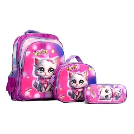 Kit Escolar Infantil Bolsa Lancheira Estojo Estampas 3D Menina e Menino com luzes - Image 3