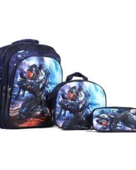 Kit Escolar Infantil Bolsa Lancheira Estojo Estampas 3D Menina e Menino com luzes